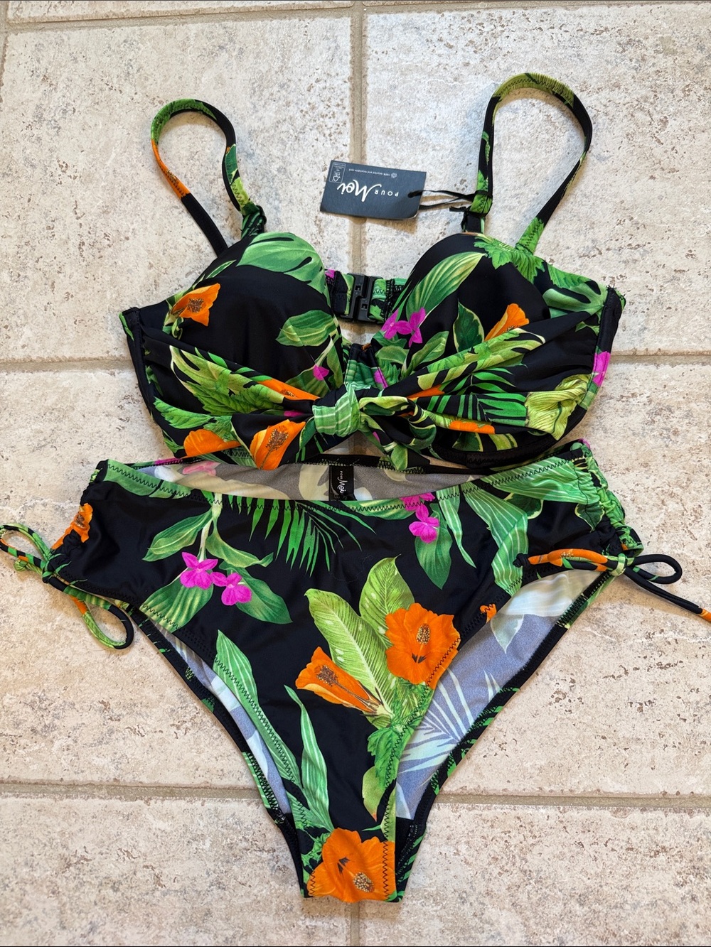 NWT Pour Moi Palermo Tropical Bikini Set 36DD / L Underwired Sweetheart Bikini